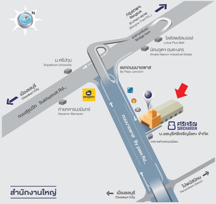แผนที่ ชลบุรีศรีเจริญโลหะ สำนักงานใหญ่